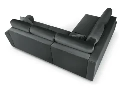 Cosmopolitan Design - Sofá convertível de canto esquerdo com caixa de arrumação "Kyoto" 5 lugares em veludo cinza escuro - 243x194x88cm