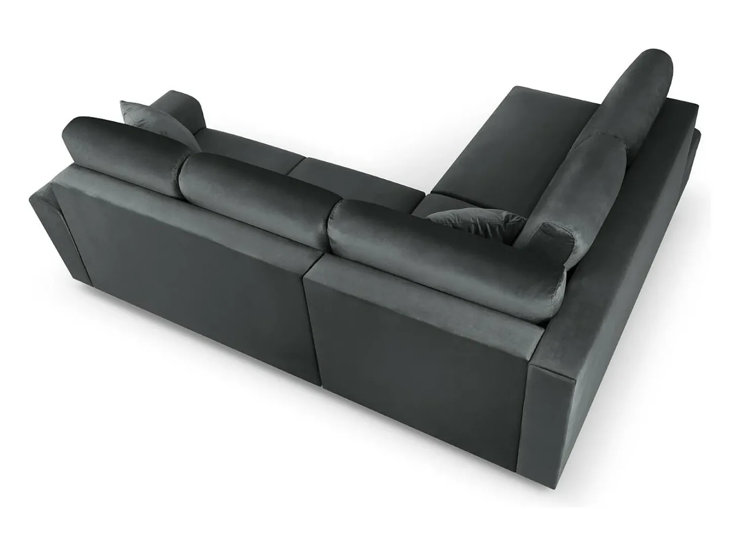Cosmopolitan Design - Sofá convertível de canto esquerdo com caixa de arrumação "Kyoto" 5 lugares em veludo cinza escuro - 243x194x88cm