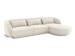 Cosmopolitan Design - Sofá de canto direito "Tulum" 4 lugares em veludo bege claro - 255x156x70cm