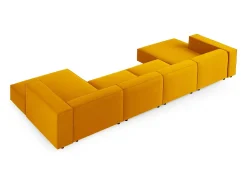 Cosmopolitan Design - Sofá panorâmico "Arendal" 6 lugares em veludo amarelo - 364x166x70cm