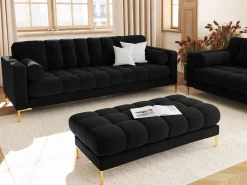 Cosmopolitan Design - Sofá "Bali" 3 lugares em veludo preto - 177x92x75cm