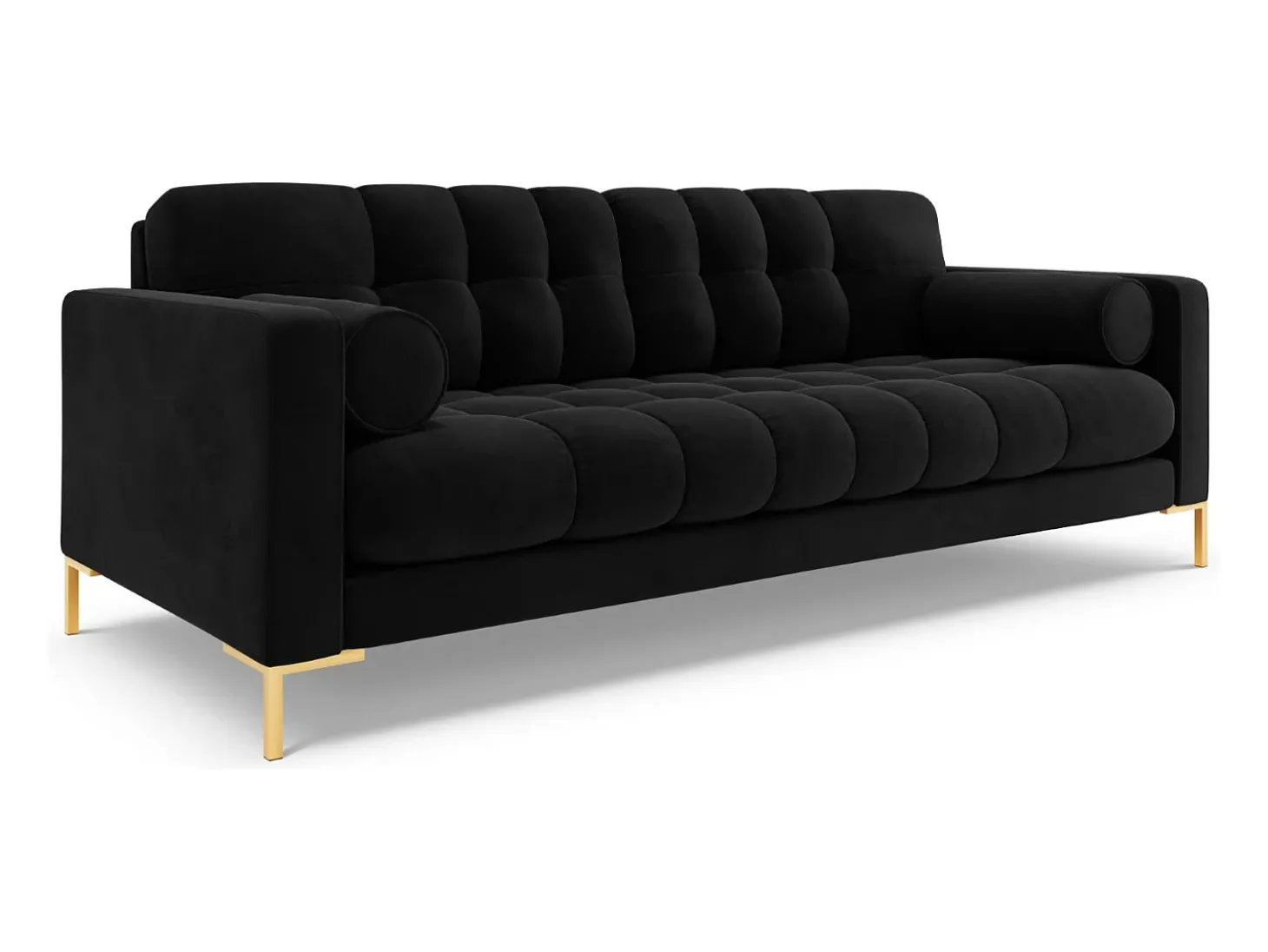 Cosmopolitan Design - Sofá "Bali" 3 lugares em veludo preto - 177x92x75cm
