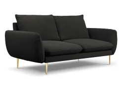 Cosmopolitan Design - Sofá "Vienna" 2 lugares em tecido bouclé preto - 160x92x95cm