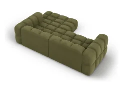 Cosmopolitan Design - Sofá modular de canto direito "Sky" 3 lugares em veludo verde claro - 244x162x75cm