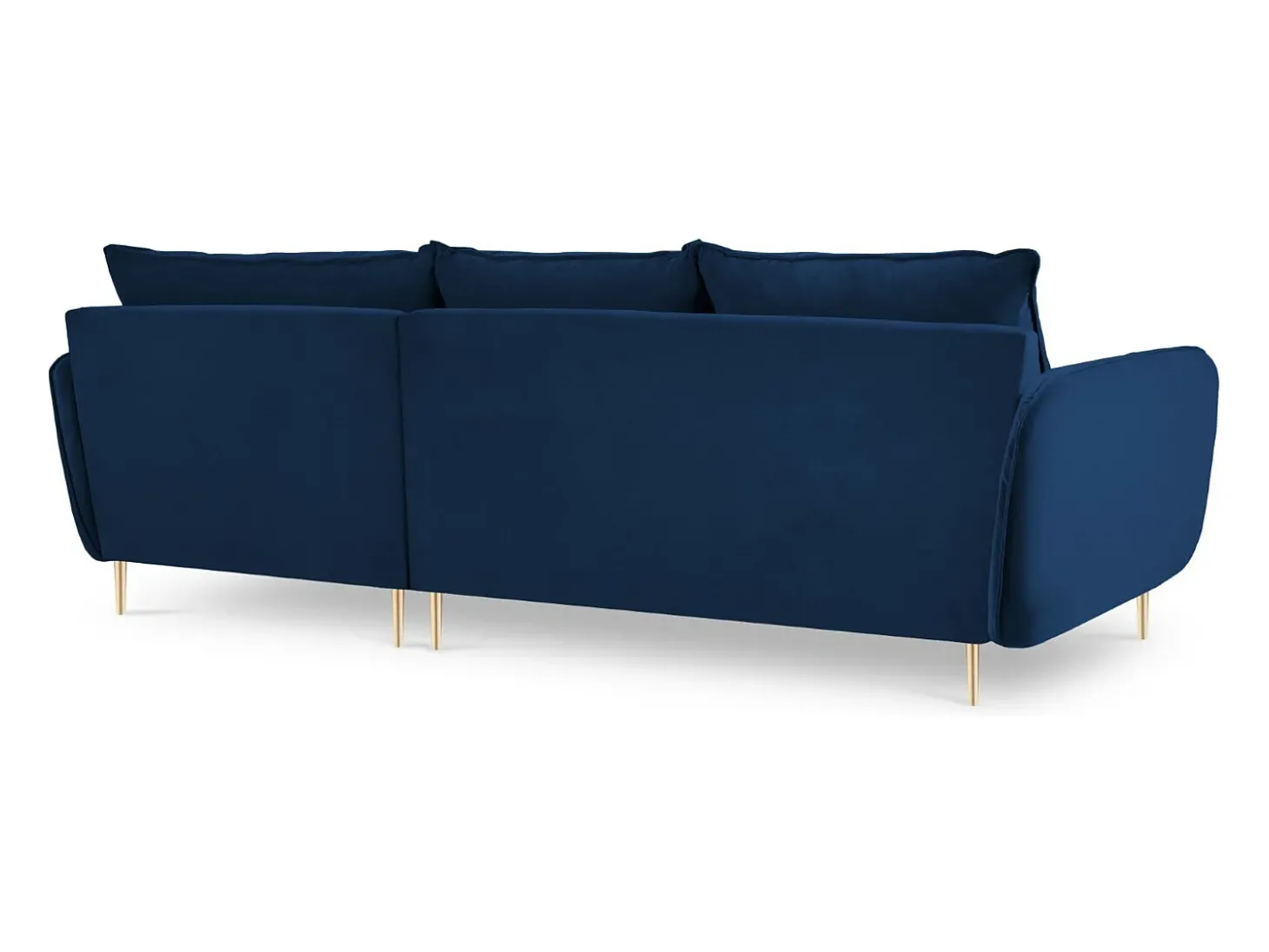 Cosmopolitan Design - Sofá de canto direito "Vienna" 5 lugares em veludo azul real - 255x170x95cm