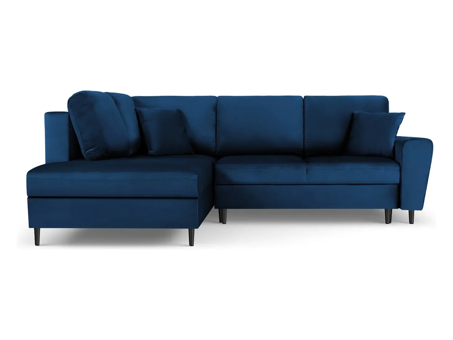 Cosmopolitan Design - Sofá convertível de canto esquerdo com caixa de arrumação "Kyoto" 5 lugares em veludo azul real - 243x194x88cm