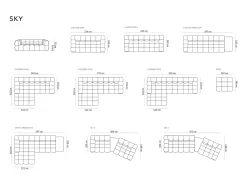 Cosmopolitan Design - Sofá modular de canto direito "Sky" 4 lugares em veludo areia - 272x162x75cm