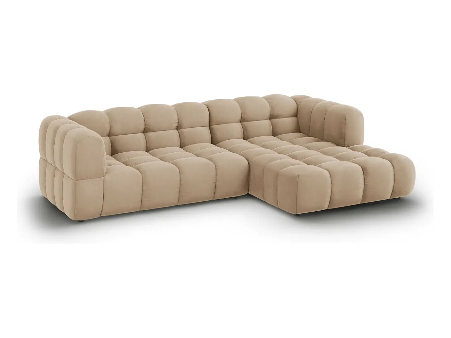 Cosmopolitan Design - Sofá modular de canto direito "Sky" 4 lugares em veludo areia - 272x162x75cm
