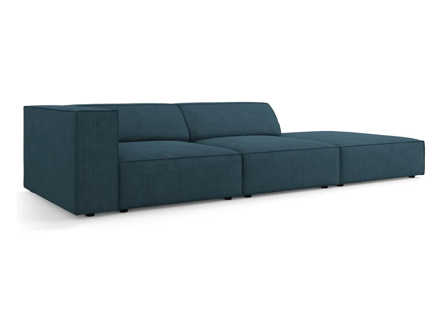 Cosmopolitan Design - Sofá direito "Arendal" 4 lugares em tecido chenille com efeito canelado azul marinho - 262x102x70cm