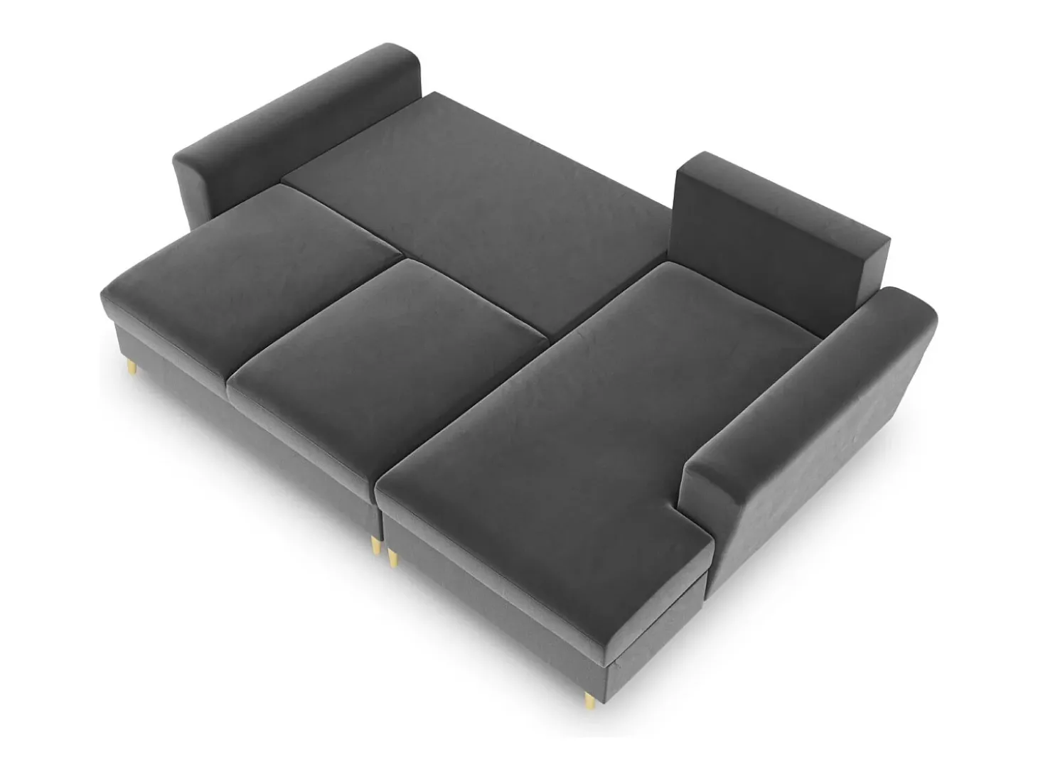 Cosmopolitan Design - Sofá convertível de canto direito com caixa de arrumação "Kyoto" 4 lugares em veludo cinza claro - 241x145x88cm