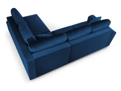 Cosmopolitan Design - Sofá convertível de canto direito com caixa de arrumação "Kyoto" 5 lugares em veludo azul real - 243x194x88cm