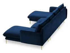 Cosmopolitan Design - Sofá panorâmico "Vienna" 6 lugares em veludo azul real - 350x170x95cm
