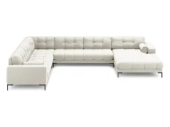 Cosmopolitan Design - Sofá de canto panorâmico à esquerda "Bali" 7 lugares em tecido estrutural bege claro - 327x256x75cm