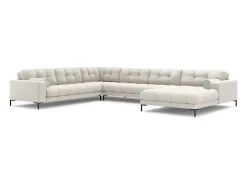 Cosmopolitan Design - Sofá de canto panorâmico à esquerda "Bali" 7 lugares em tecido estrutural bege claro - 327x256x75cm