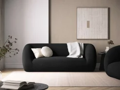 Cosmopolitan Design - Sofá "Essen" 2 lugares em tecido bouclé preto - 210x95x86cm