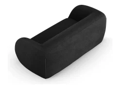 Cosmopolitan Design - Sofá "Essen" 2 lugares em tecido bouclé preto - 210x95x86cm