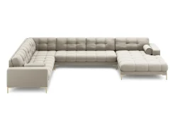 Cosmopolitan Design - Sofá de canto panorâmico à esquerda "Bali" 7 lugares em tecido estrutural bege - 327x256x75cm
