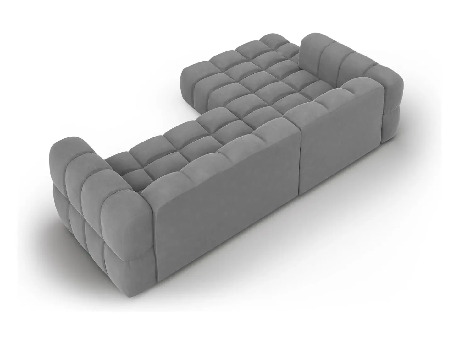 Cosmopolitan Design - Sofá modular de canto esquerdo "Sky" 4 lugares em veludo cinza claro - 272x162x75cm