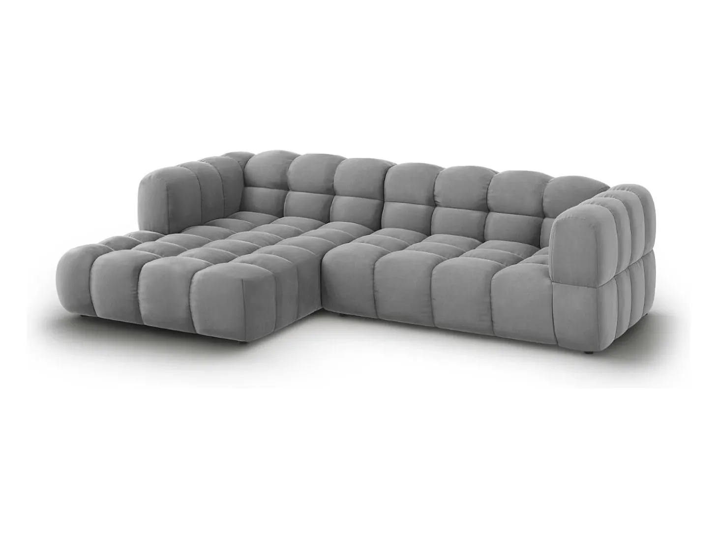 Cosmopolitan Design - Sofá modular de canto esquerdo "Sky" 4 lugares em veludo cinza claro - 272x162x75cm