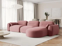 Cosmopolitan Design - Sofá modular de canto direito "Sydney" 4 lugares em veludo salmão - 320x165x70cm
