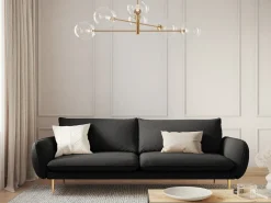 Cosmopolitan Design - Sofá "Vienna" 4 lugares em tecido bouclé preto - 230x92x95cm