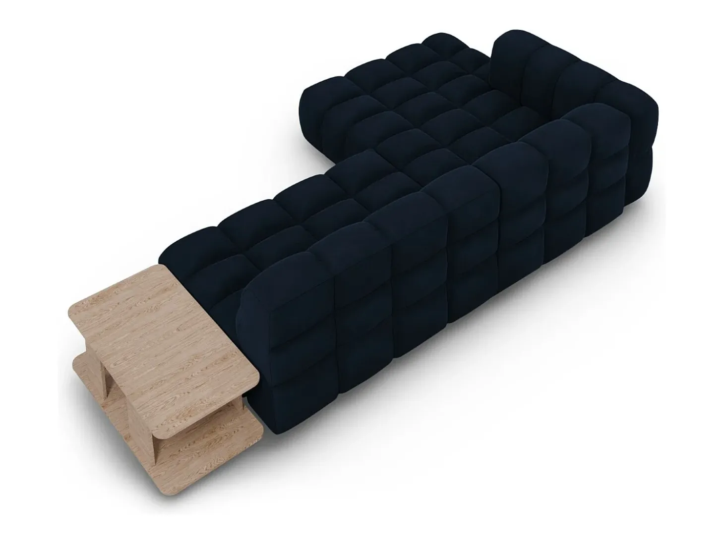 Cosmopolitan Design - Sofá modular de canto esquerdo "Sky" 4 lugares em veludo azul real - 297x162x75cm