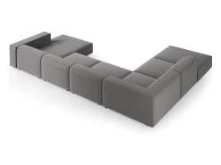 Cosmopolitan Design - Sofá de canto panorâmico à esquerda "Arendal" 7 lugares em veludo cimento - 364x262x70cm