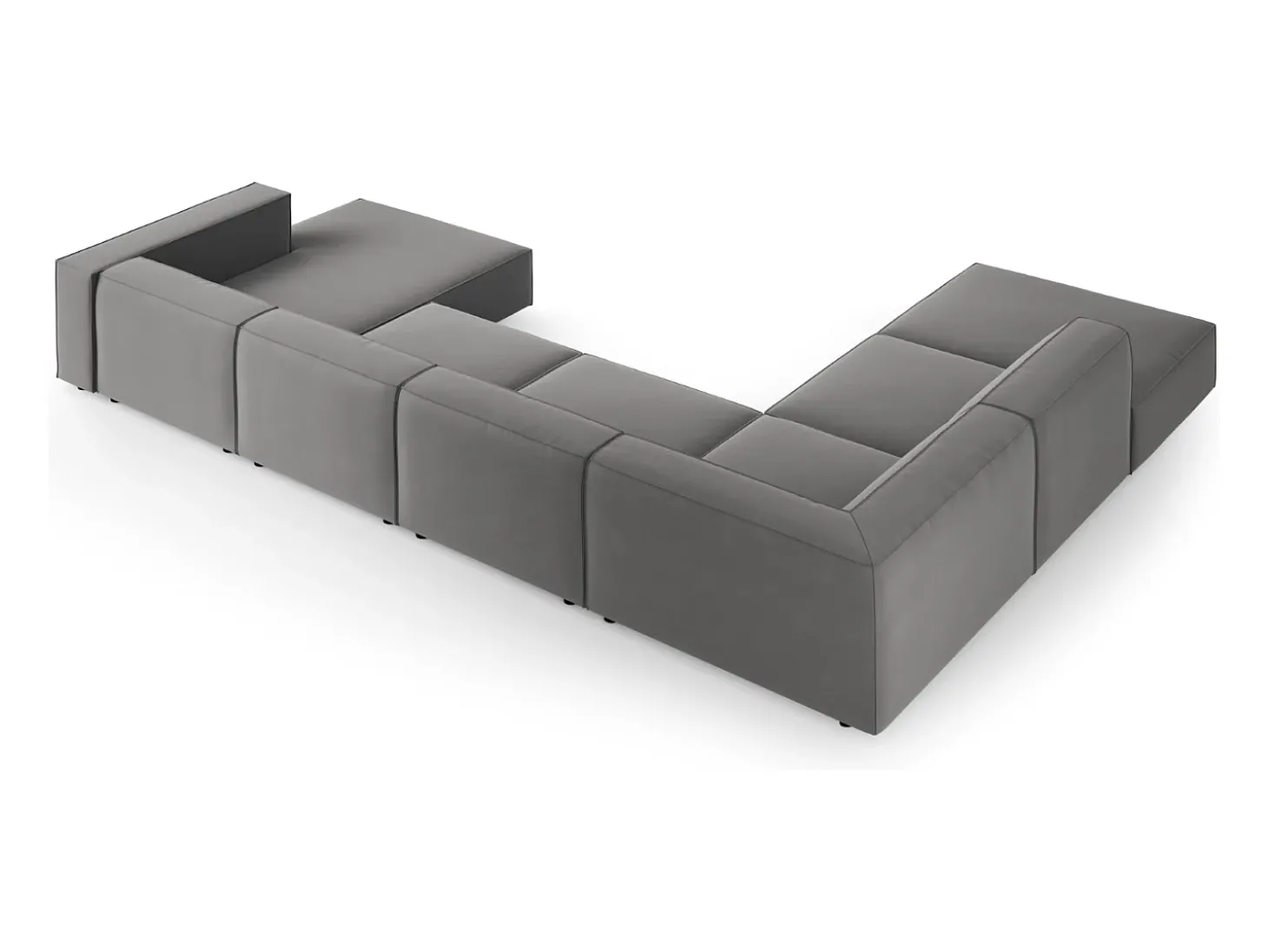 Cosmopolitan Design - Sofá de canto panorâmico à esquerda "Arendal" 7 lugares em veludo cimento - 364x262x70cm