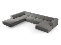 Cosmopolitan Design - Sofá de canto panorâmico à esquerda "Arendal" 7 lugares em veludo cimento - 364x262x70cm