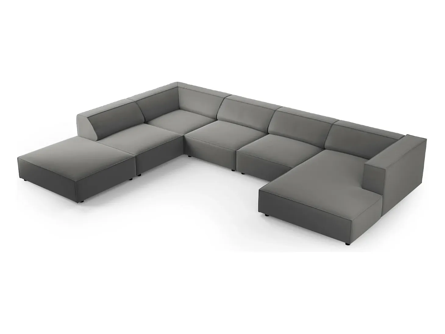 Cosmopolitan Design - Sofá de canto panorâmico à esquerda "Arendal" 7 lugares em veludo cimento - 364x262x70cm