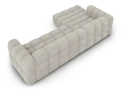 Cosmopolitan Design - Sofá modular de canto esquerdo "Sky" 4 lugares em veludo bege claro - 300x162x75cm