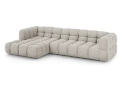 Cosmopolitan Design - Sofá modular de canto esquerdo "Sky" 4 lugares em veludo bege claro - 300x162x75cm