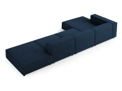 Cosmopolitan Design - Sofá de canto esquerdo "Arendal" 5 lugares em tecido chenille com efeito canelado azul real - 341x166x70cm