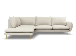 Cosmopolitan Design - Sofá de canto esquerdo "Vienna" 6 lugares em tecido estrutural bege claro - 275x185x95cm