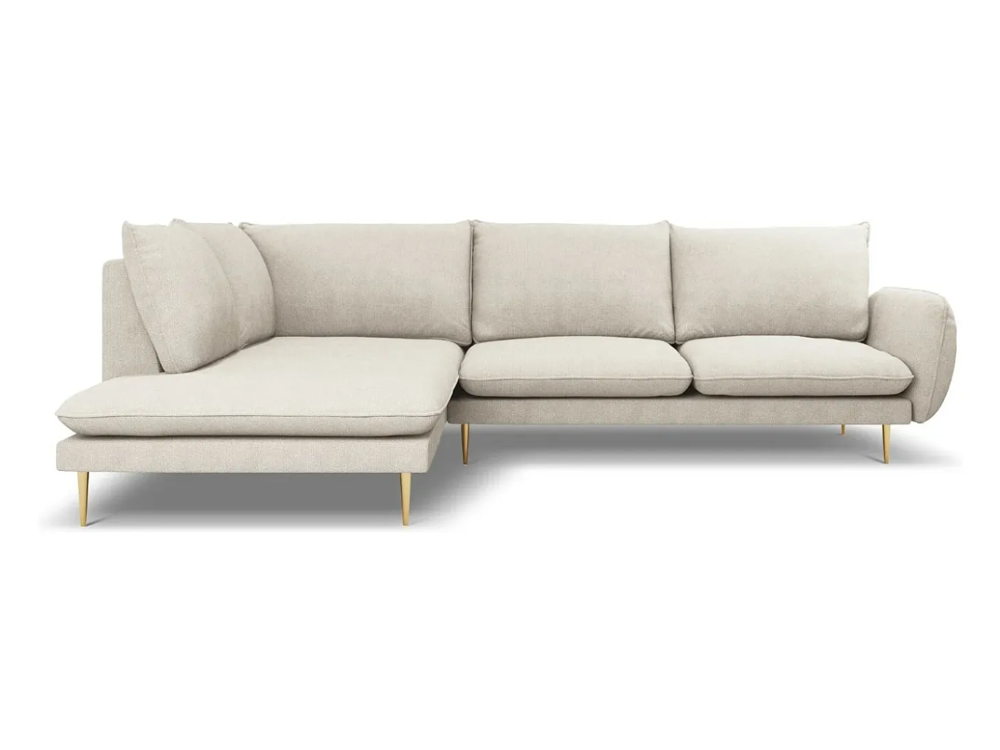 Cosmopolitan Design - Sofá de canto esquerdo "Vienna" 6 lugares em tecido estrutural bege claro - 275x185x95cm