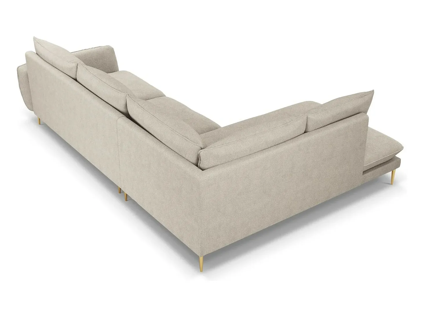 Cosmopolitan Design - Sofá de canto esquerdo "Vienna" 6 lugares em tecido estrutural bege claro - 275x185x95cm