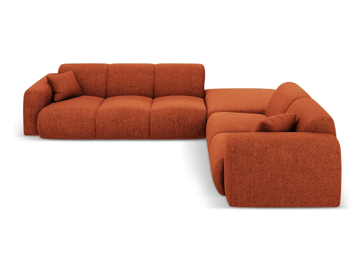 Cosmopolitan Design - Sofá de canto direito "Nolio" 4 lugares em tecido chenille terracota - 315x250x72cm