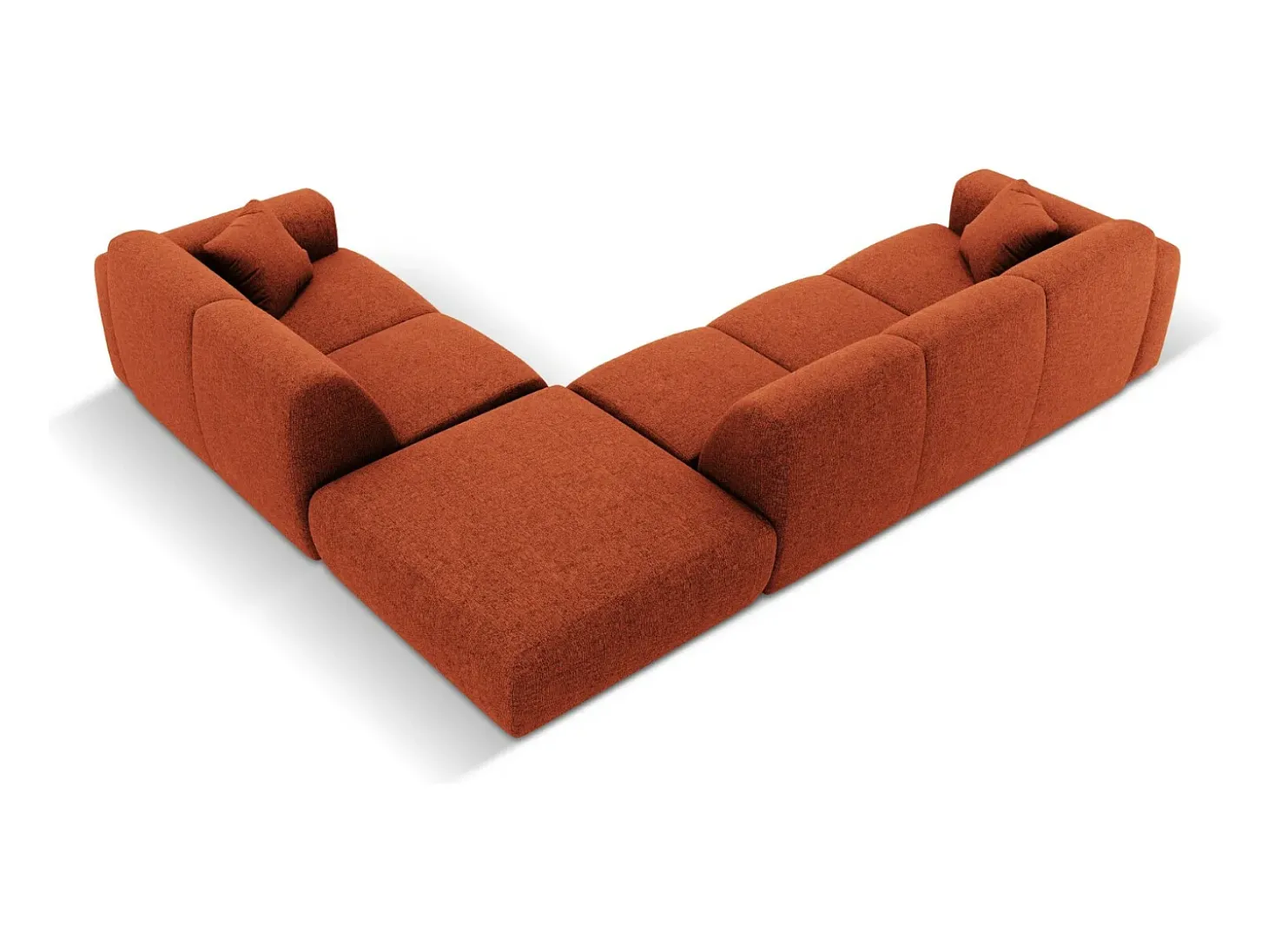 Cosmopolitan Design - Sofá de canto direito "Nolio" 4 lugares em tecido chenille terracota - 315x250x72cm