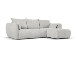 Cosmopolitan Design - Sofá convertível de canto direito com caixa de arrumação "Matera" 4 lugares em tecido chenille cinza claro - 253x173x86cm