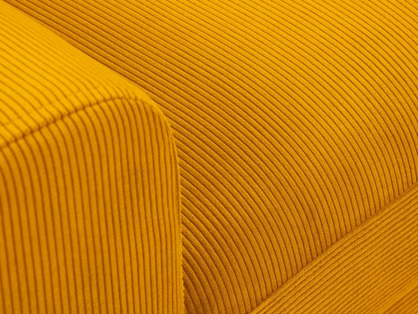 Cosmopolitan Design - Sofá convertível de canto direito com caixa de arrumação "Kyoto" 4 lugares em veludo cotelê amarelo - 241x145x88cm
