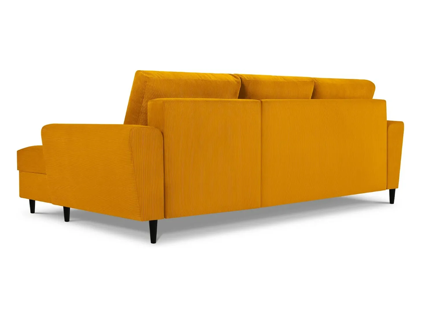 Cosmopolitan Design - Sofá convertível de canto direito com caixa de arrumação "Kyoto" 4 lugares em veludo cotelê amarelo - 241x145x88cm