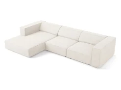 Cosmopolitan Design - Sofá de canto esquerdo "Arendal" 4 lugares em tecido chenille com efeito canelado marfim - 284x166x70cm