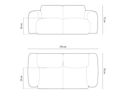 Cosmopolitan Design - Sofá "Nolio" 2 lugares em tecido chenille petróleo - 170x95x72cm