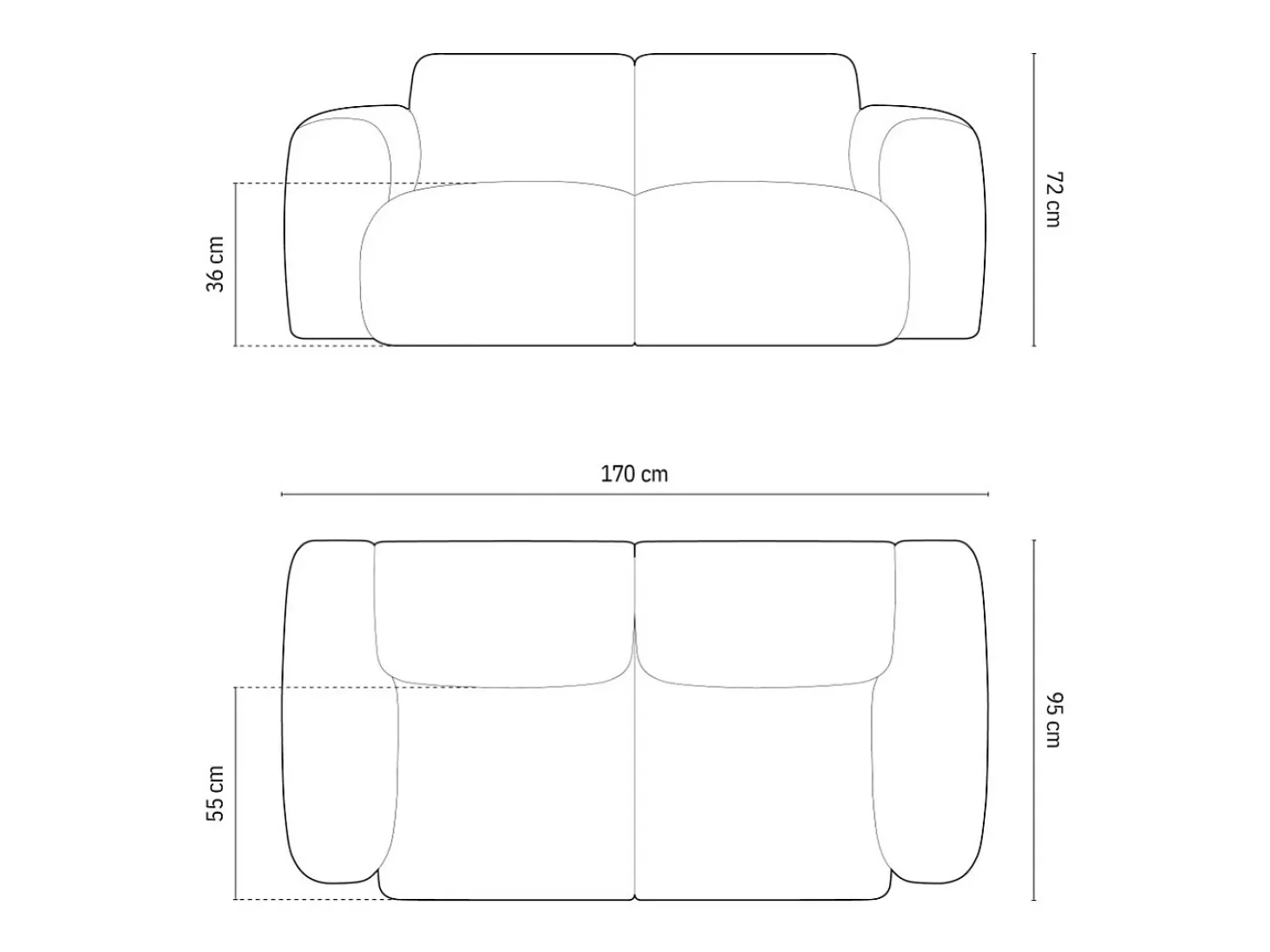 Cosmopolitan Design - Sofá "Nolio" 2 lugares em tecido chenille petróleo - 170x95x72cm