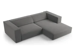 Cosmopolitan Design - Sofá de canto direito "Arendal" 3 lugares em veludo cimento - 224x166x70cm