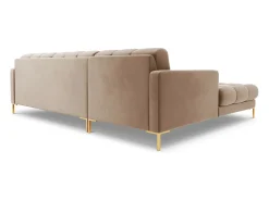 Cosmopolitan Design - Sofá de canto esquerdo "Bali" 5 lugares em veludo bege - 293x185x75cm