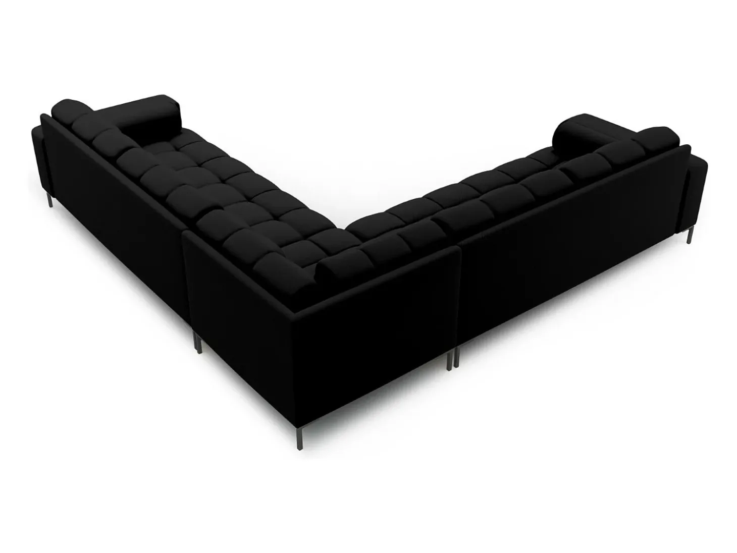 Cosmopolitan Design - Sofá de canto simétrico "Bali" 6 lugares em tecido estrutural preto - 256x256x75cm