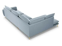 Cosmopolitan Design - Sofá de canto esquerdo "Vienna" 6 lugares em veludo azul claro - 275x185x95cm