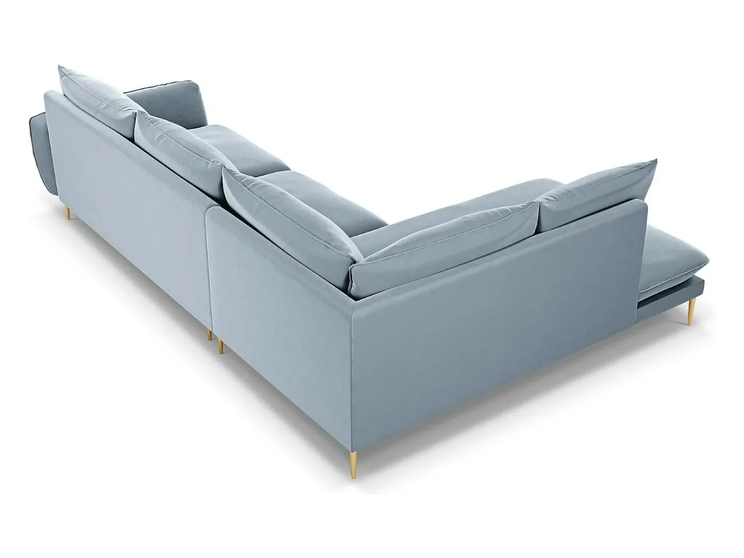 Cosmopolitan Design - Sofá de canto esquerdo "Vienna" 6 lugares em veludo azul claro - 275x185x95cm