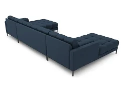 Cosmopolitan Design - Sofá panorâmico "Bali" 7 lugares em tecido estrutural azul - 383x185x75cm